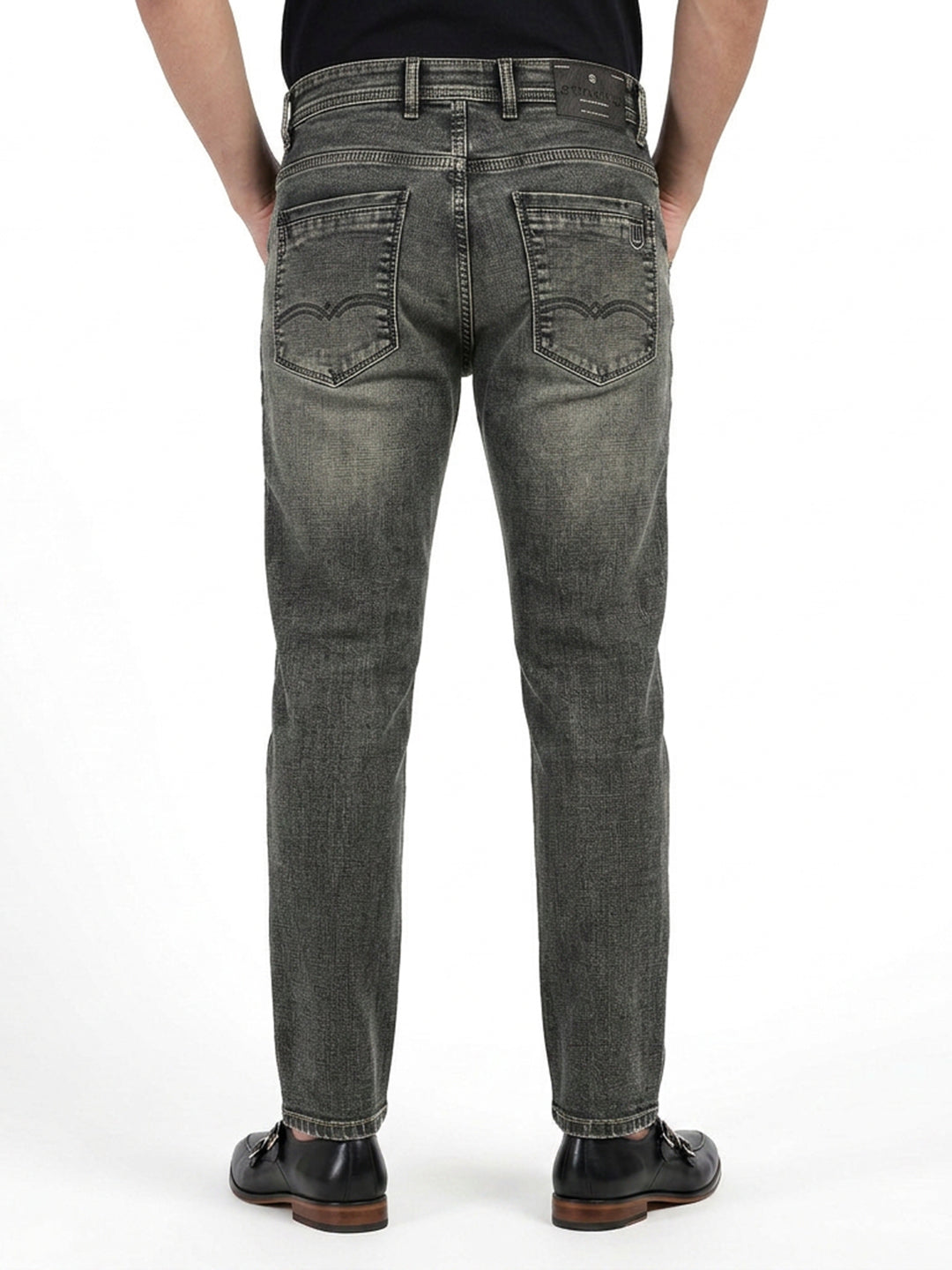 Bottle Green Faded Denim Trousers