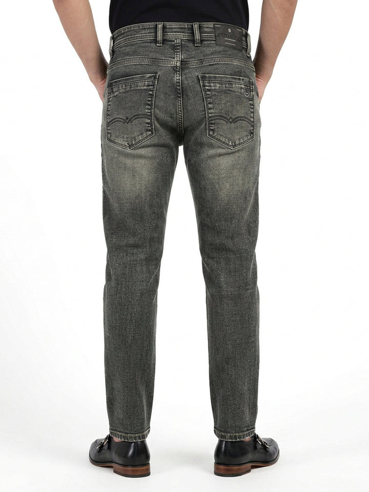 Bottle Green Faded Denim Trousers