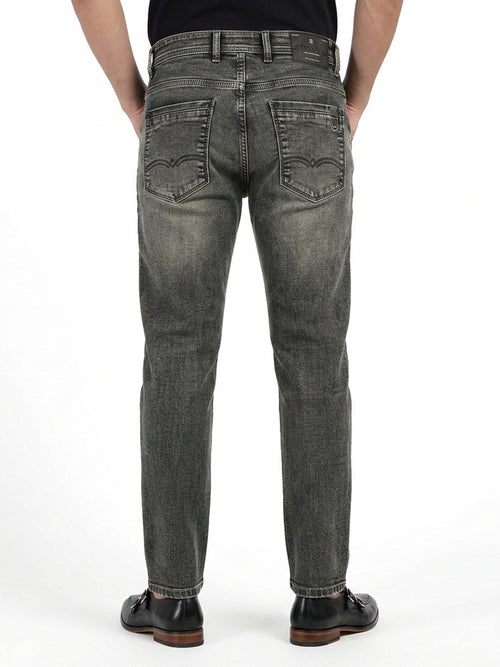 Bottle Green Faded Denim Trousers