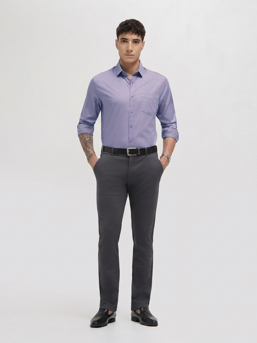 Taupe Grey Twill Satin Solid Casual Shirt