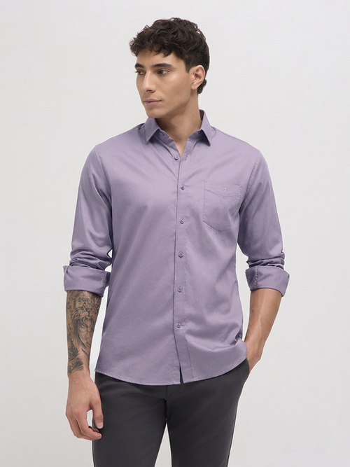 Taupe Grey Twill Satin Solid Casual Shirt
