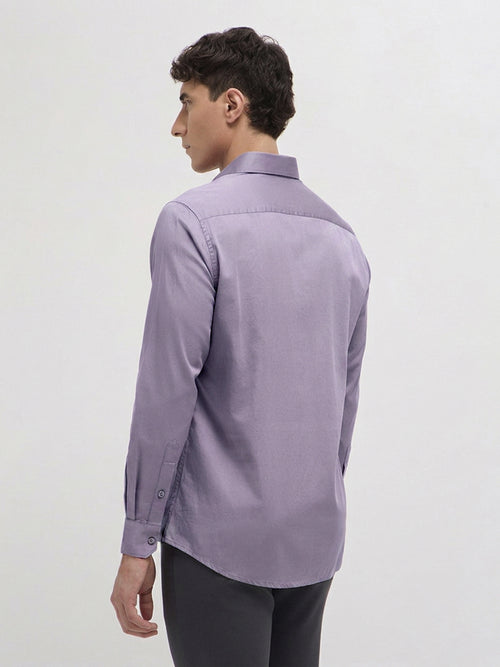 Taupe Grey Twill Satin Solid Casual Shirt