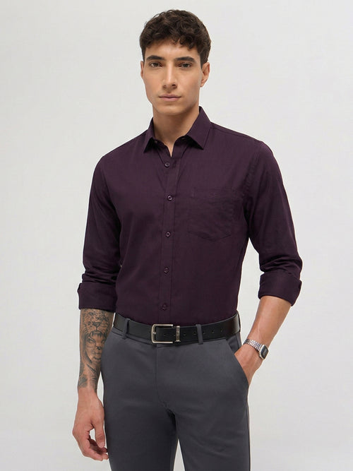 Violet Solid Twill Satin Casual Shirt