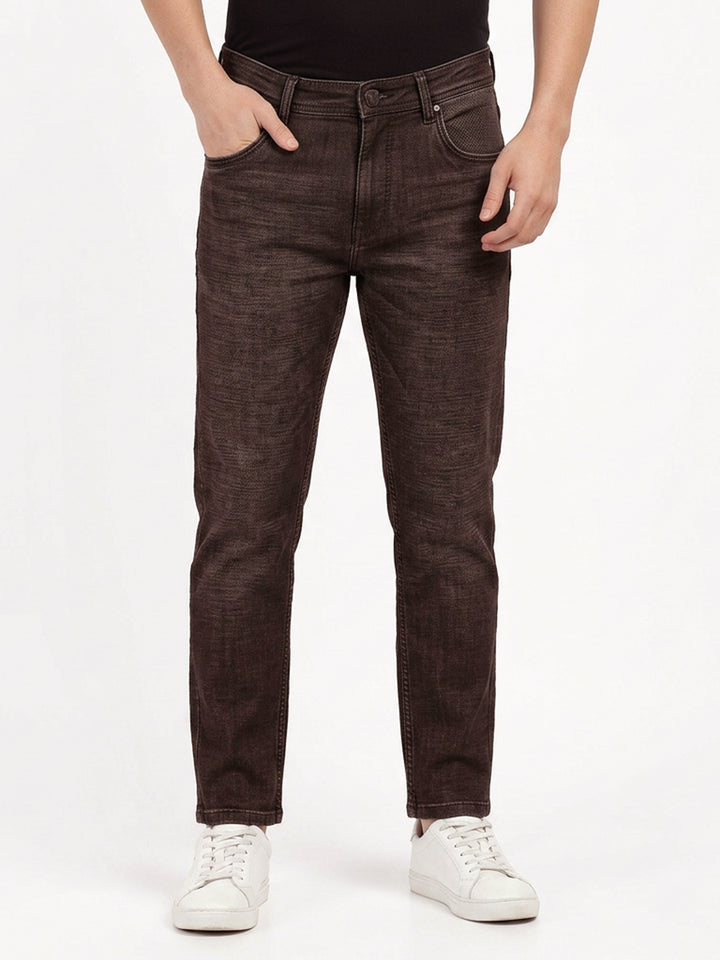 Coffee Brown Faded Denim Trousers