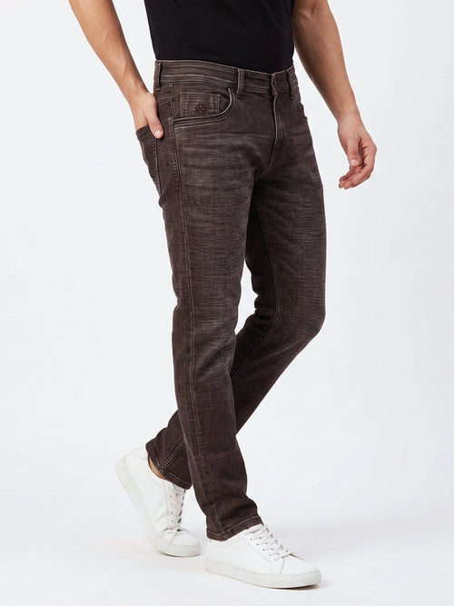 Coffee Brown Faded Denim Trousers