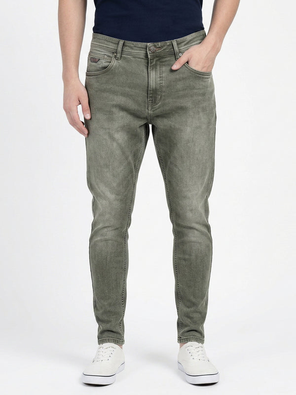 Light Olive Faded Denim Trousers
