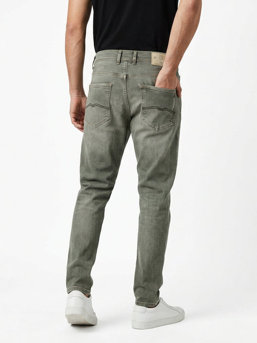 Light Olive Faded Denim Trousers