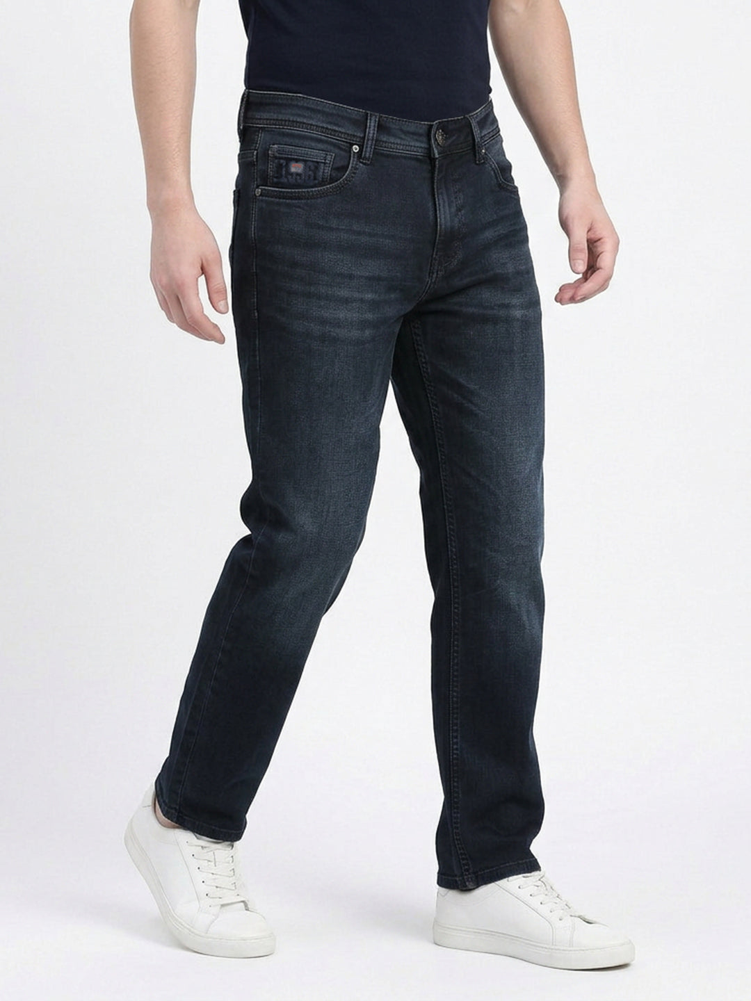 Dark Blue Faded Denim Trousers