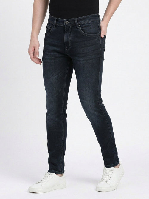 Dark Blue Faded Denim Trousers