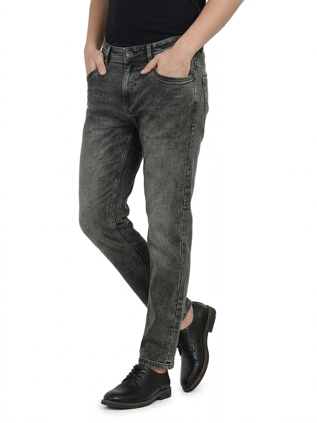 Bottle Green Faded Denim Trousers