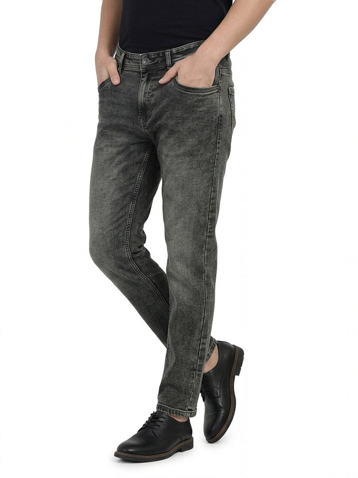 Bottle Green Faded Denim Trousers