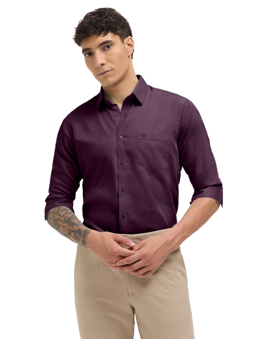 Purple Solid Formal Shirt