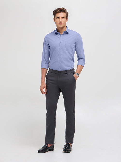 Blue Gray Solid Formal Shirt