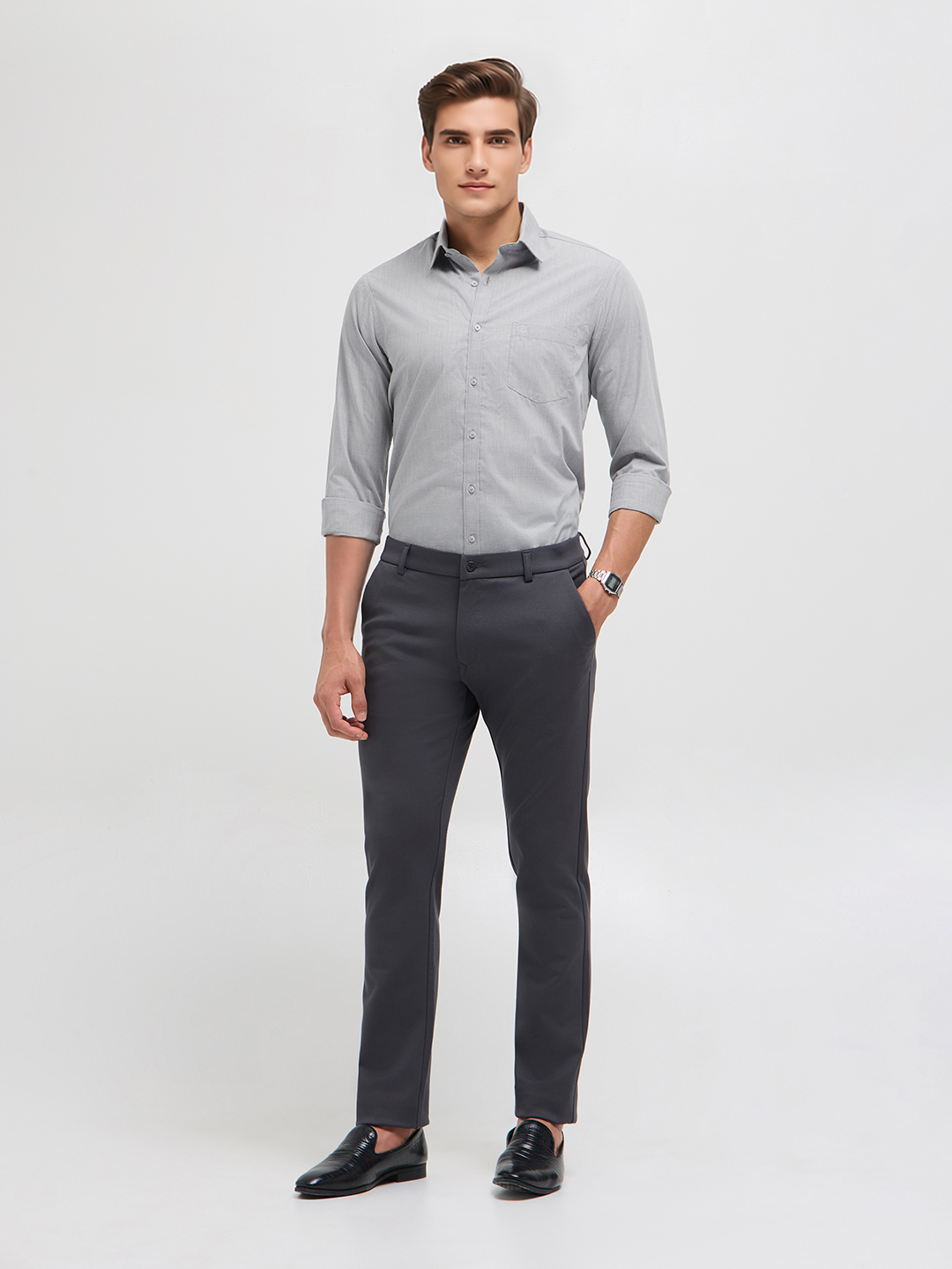 gray formal shirt
