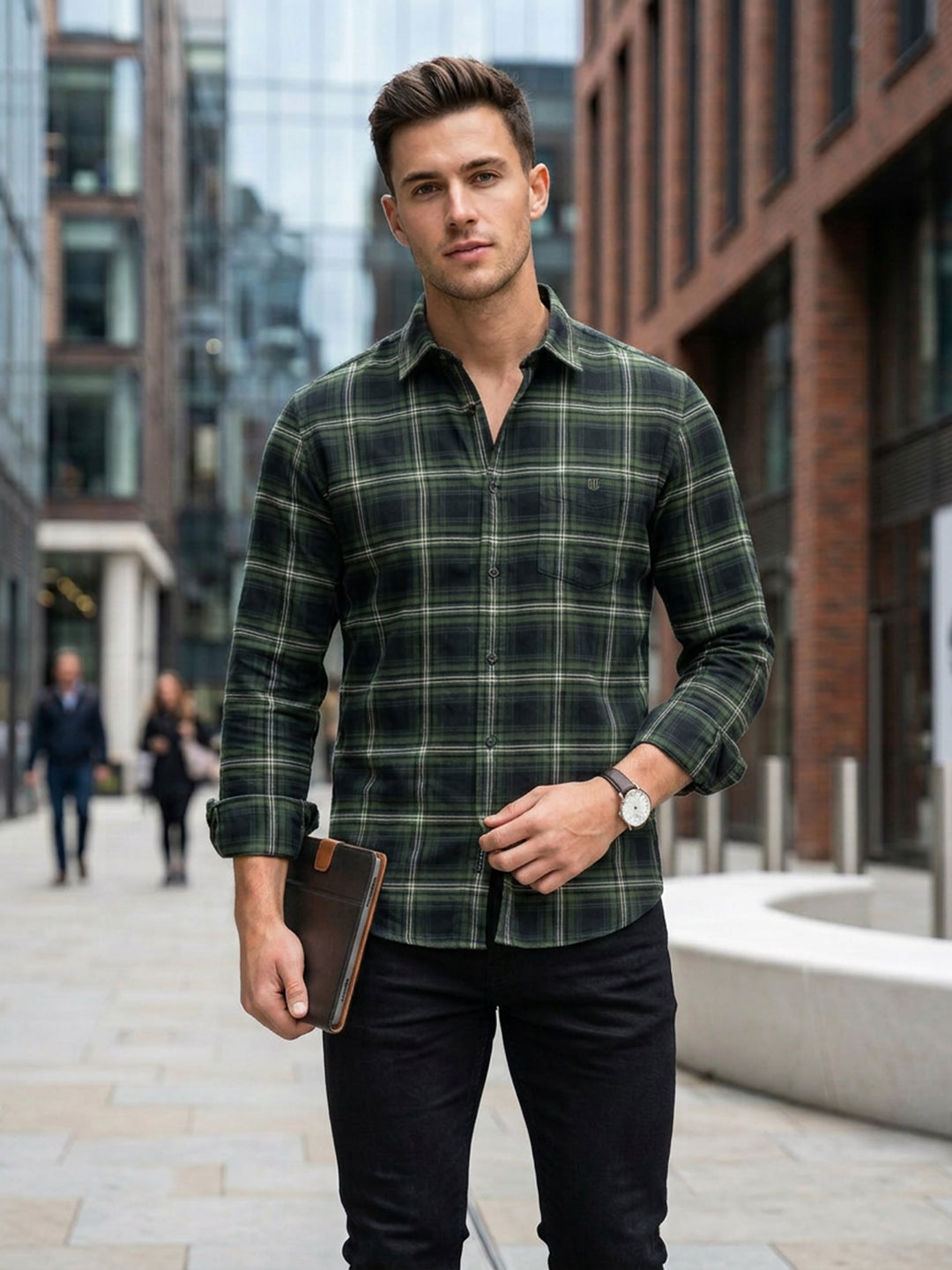 green casual shirt