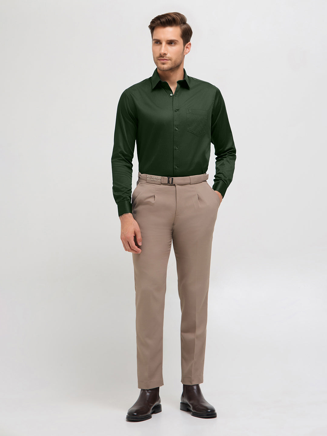 green formal shirt