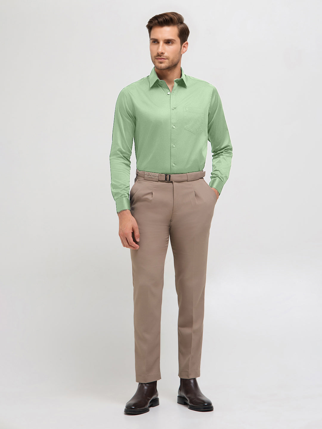 green formal shirt