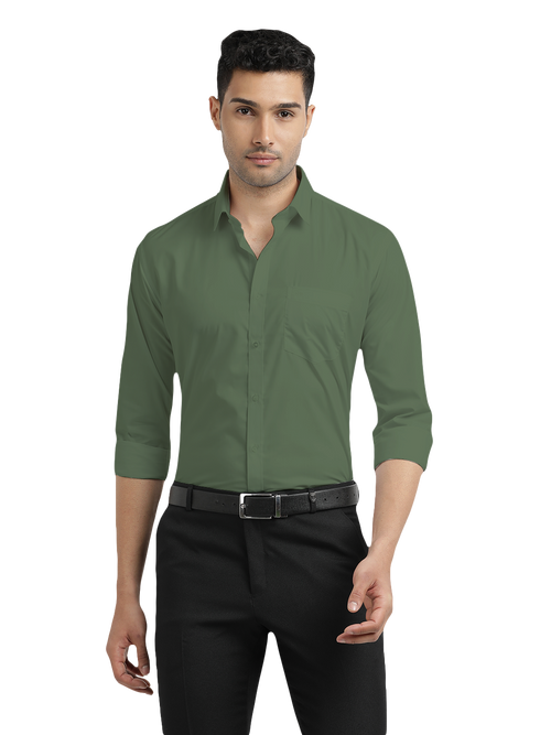 Pastel Green Solid Formal Shirt