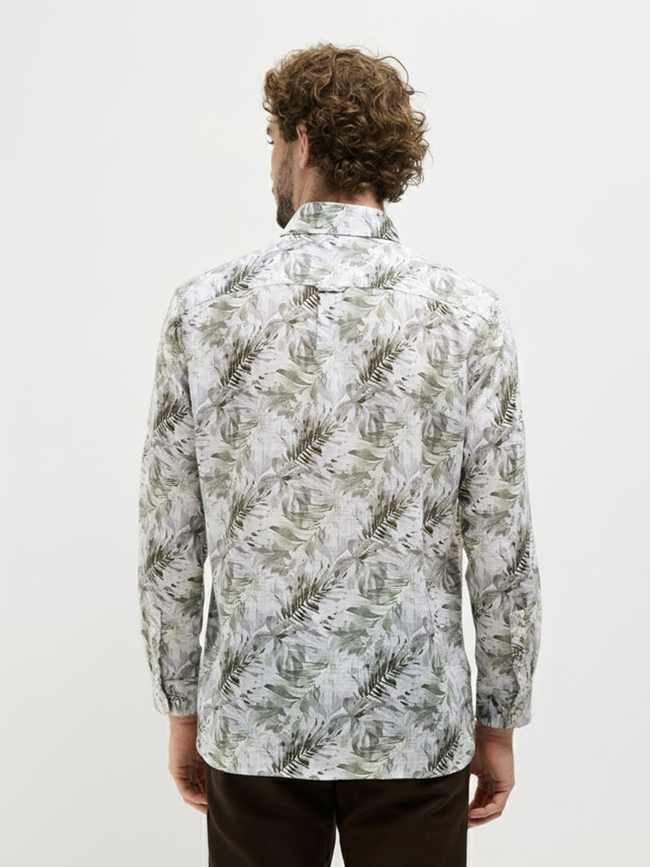 green leaf print shirt