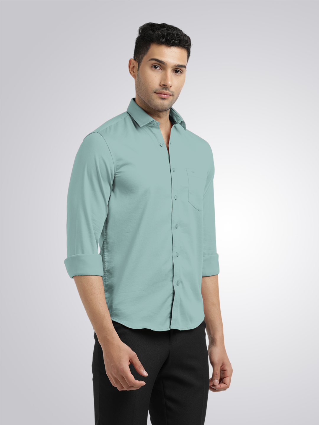 green satin shirt men's