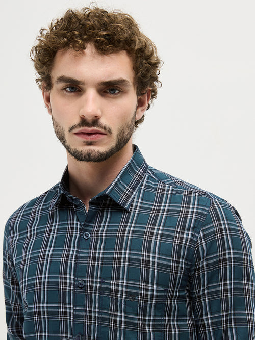 Green Checked Casual Shirt