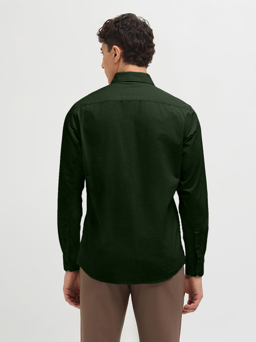 Pine Green Solid Casual Shirt