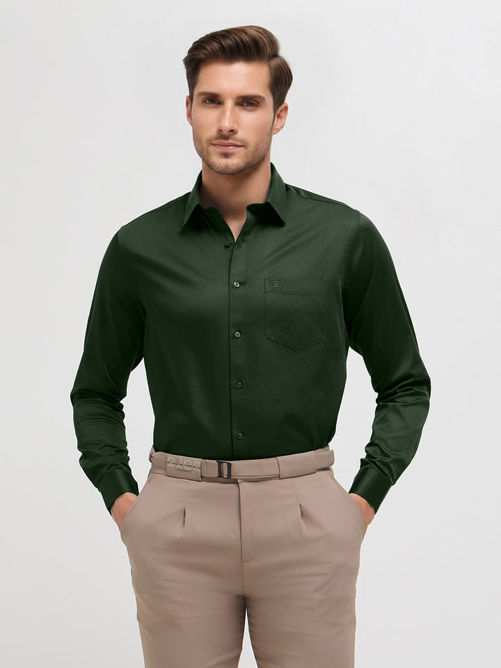 green solid shirt