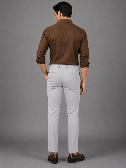 Grey Solid Casual Trousers
