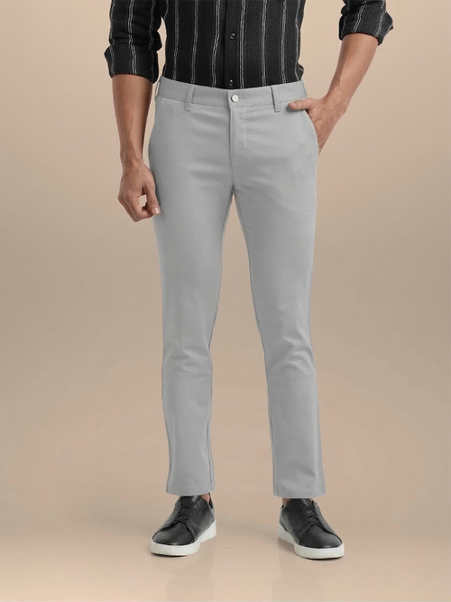 Grey Solid Casual Trousers