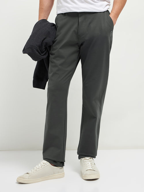 Dark Grey Stretchable Lycra Cotton Traveler Trouser