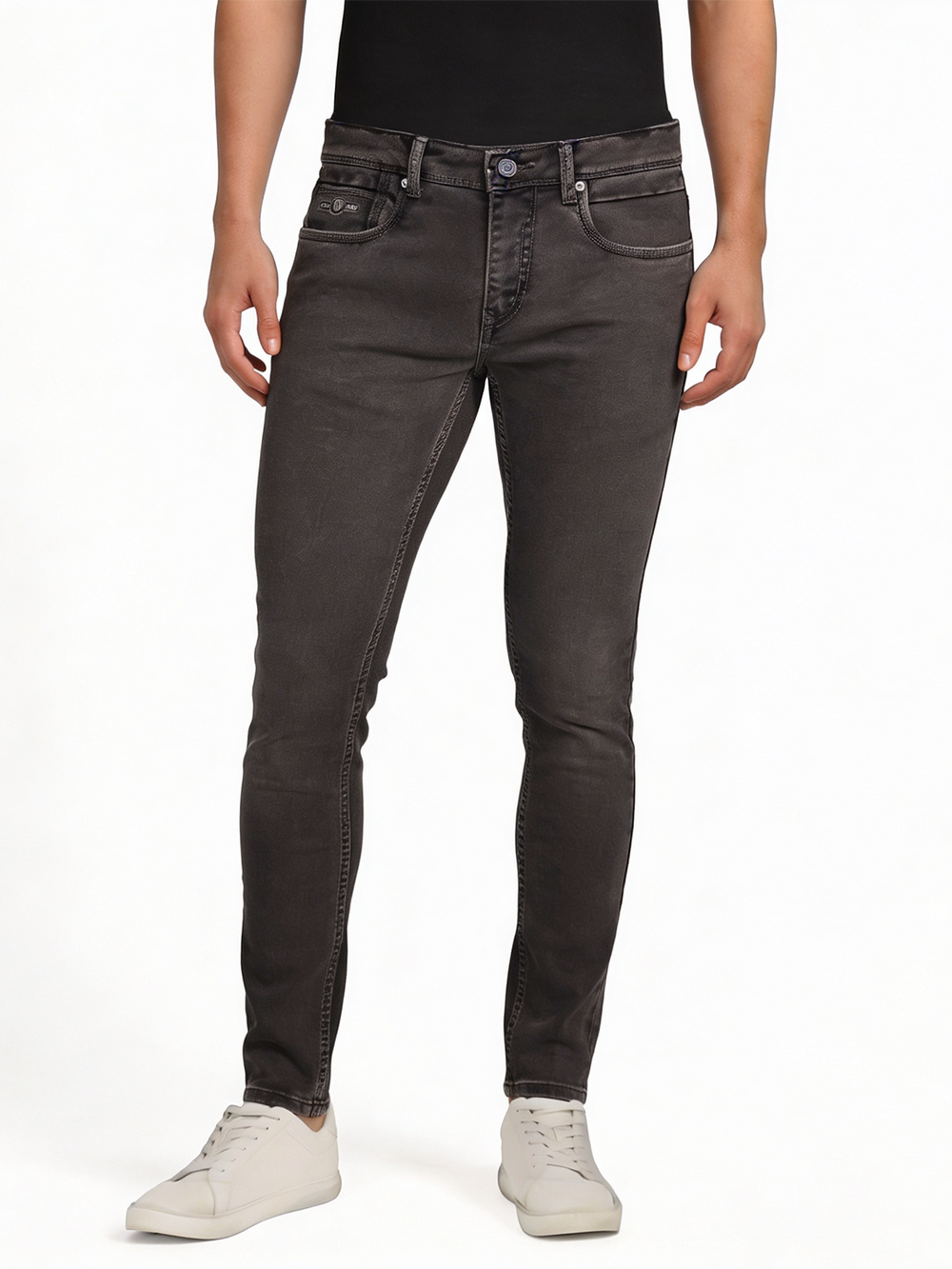 grey denim trousers