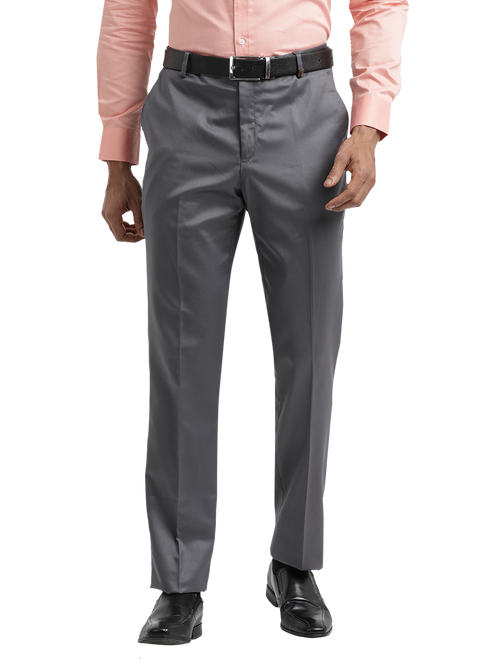 Stone Grey Satin Cotton Formal Trousers