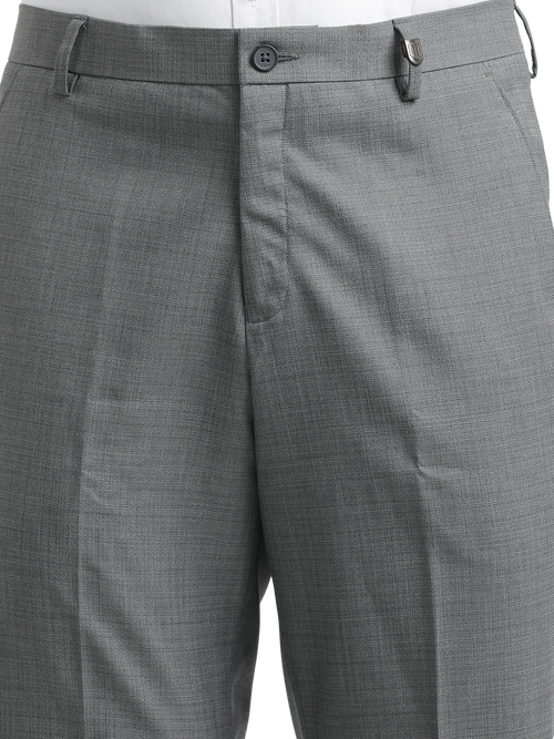 Grey Melange Cotton Formal Trousers