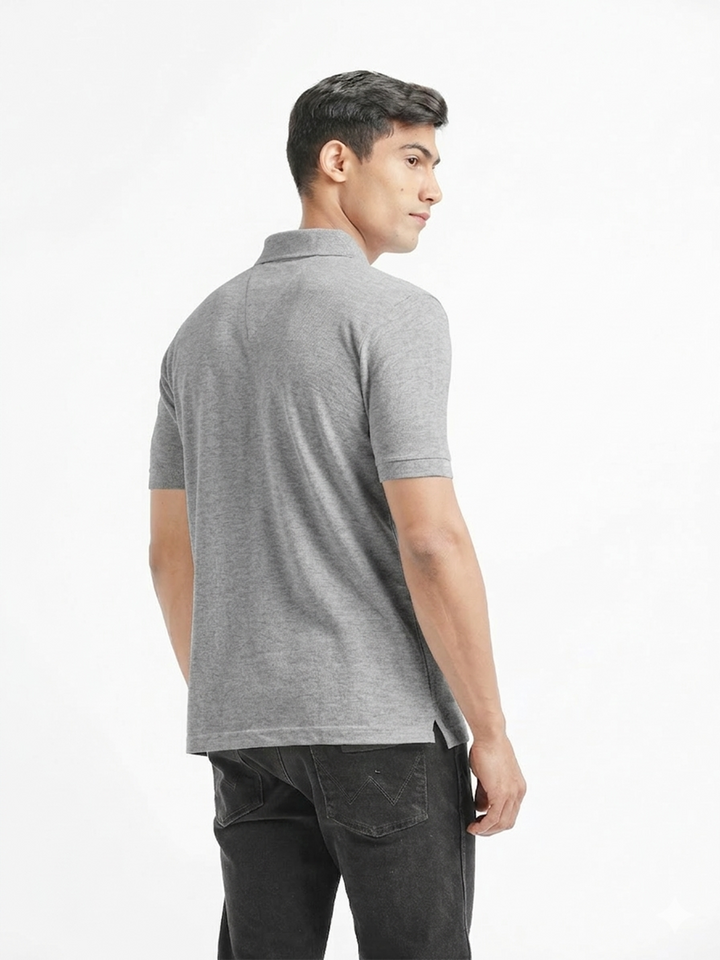 grey melange polo t shirt