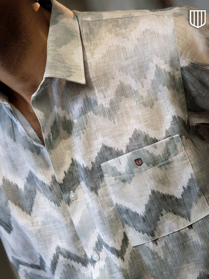 grey printed shirt