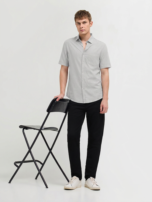 Warm Gray Solid Casual Shirt