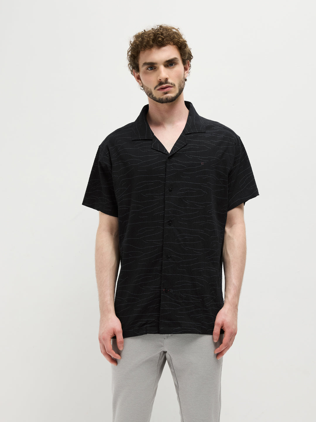Black A line Printed Casual Shirt
