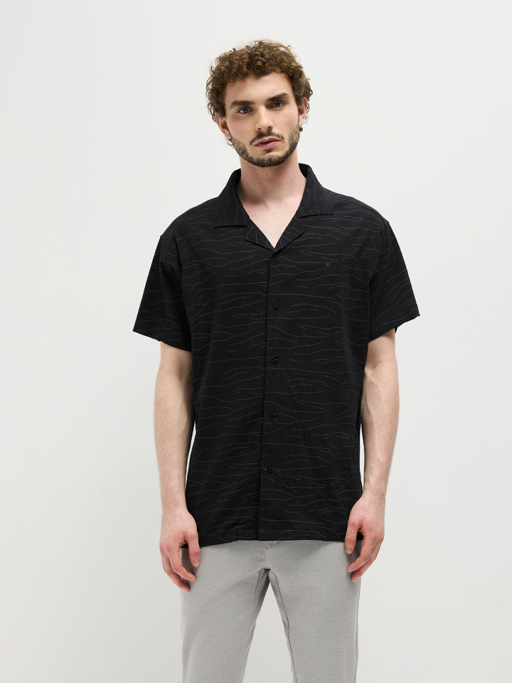 Black A line Printed Casual Shirt