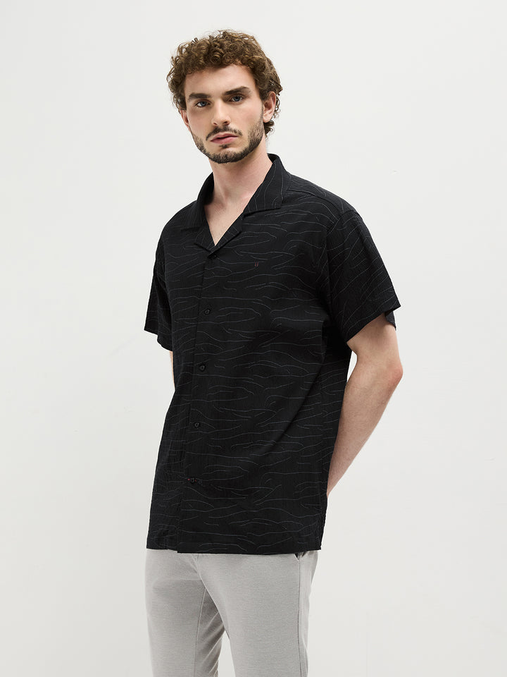 Black A line Printed Casual Shirt