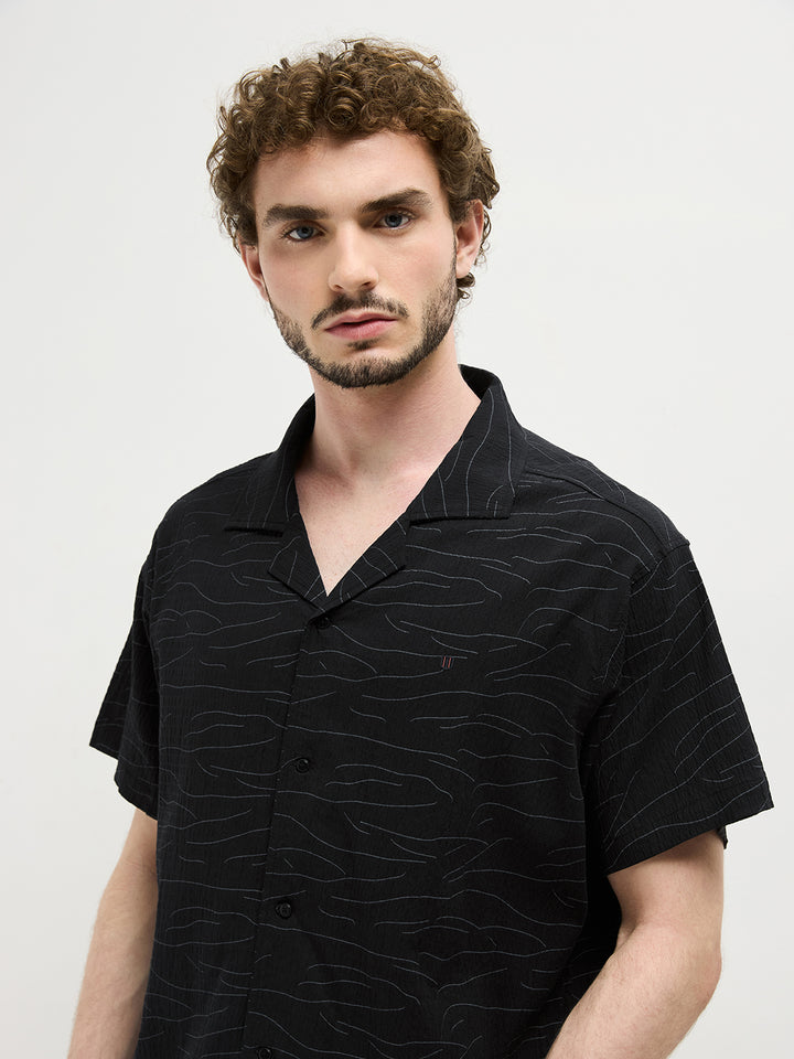 Black A line Printed Casual Shirt