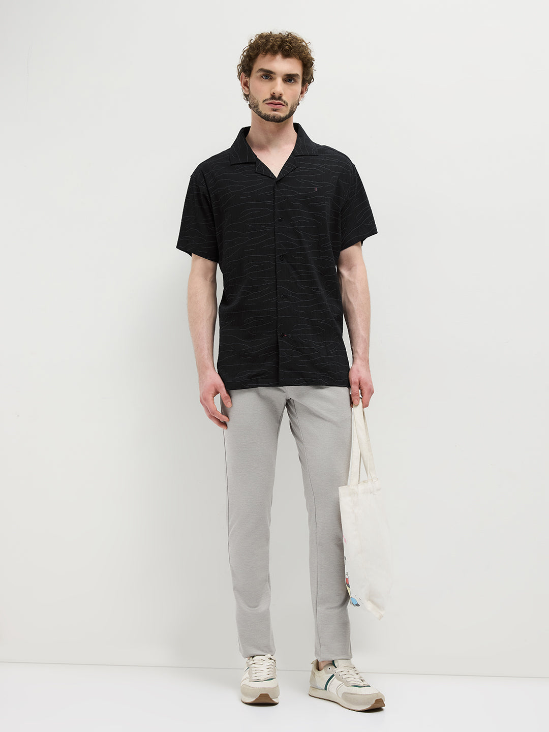 Black A line Printed Casual Shirt