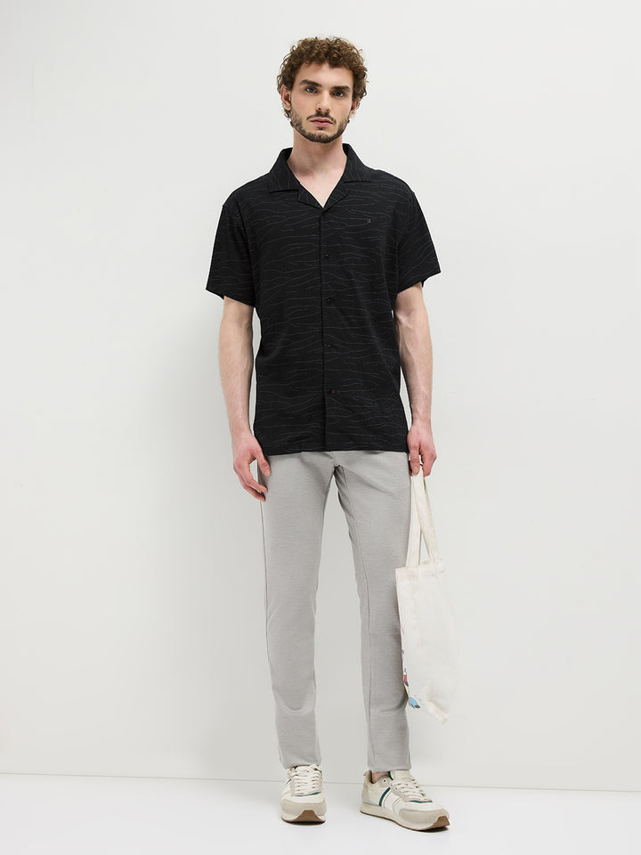 Black A line Printed Casual Shirt