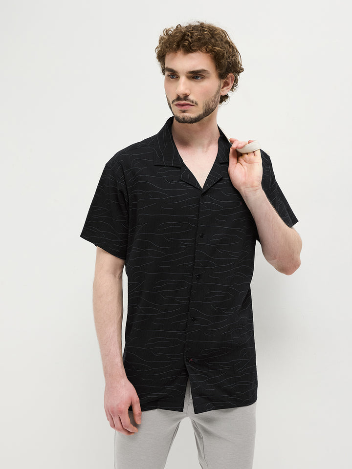 Black A line Printed Casual Shirt