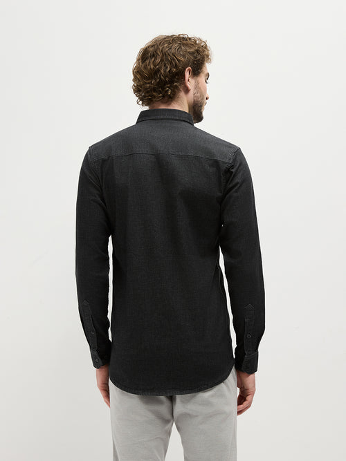 Dark Grey Plain Casual Shirt