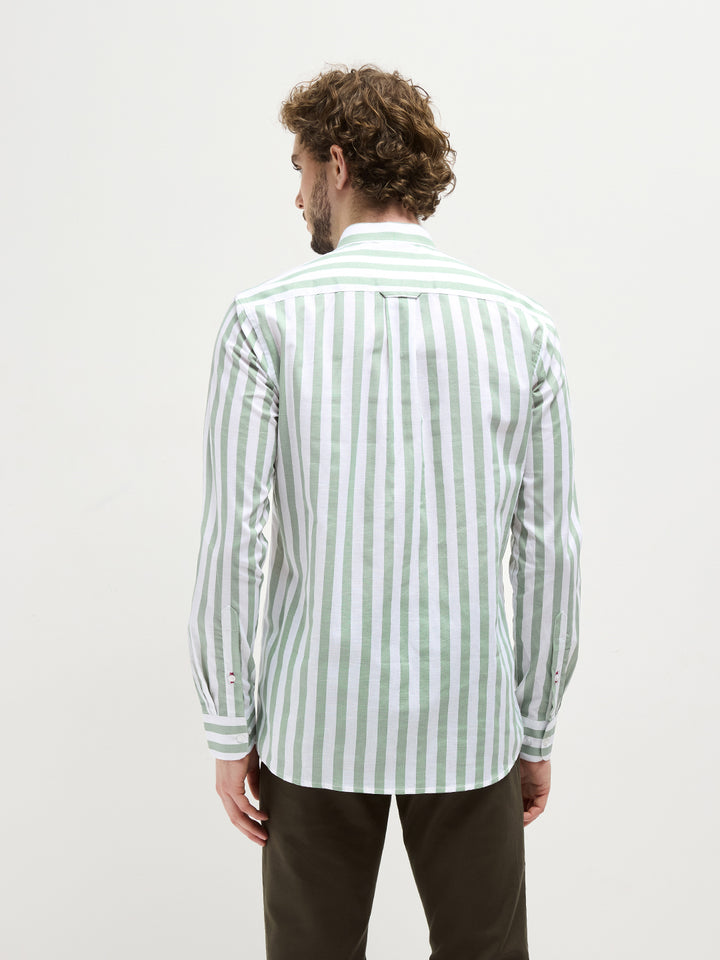 Green Vertical Stripes Casual Shirt