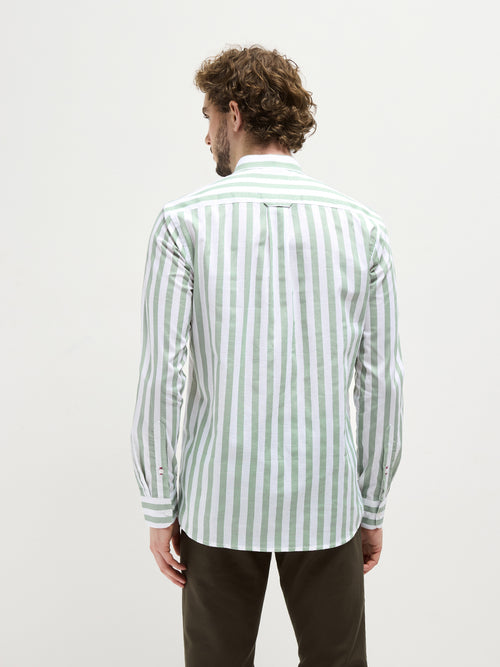 Green Vertical Stripes Casual Shirt