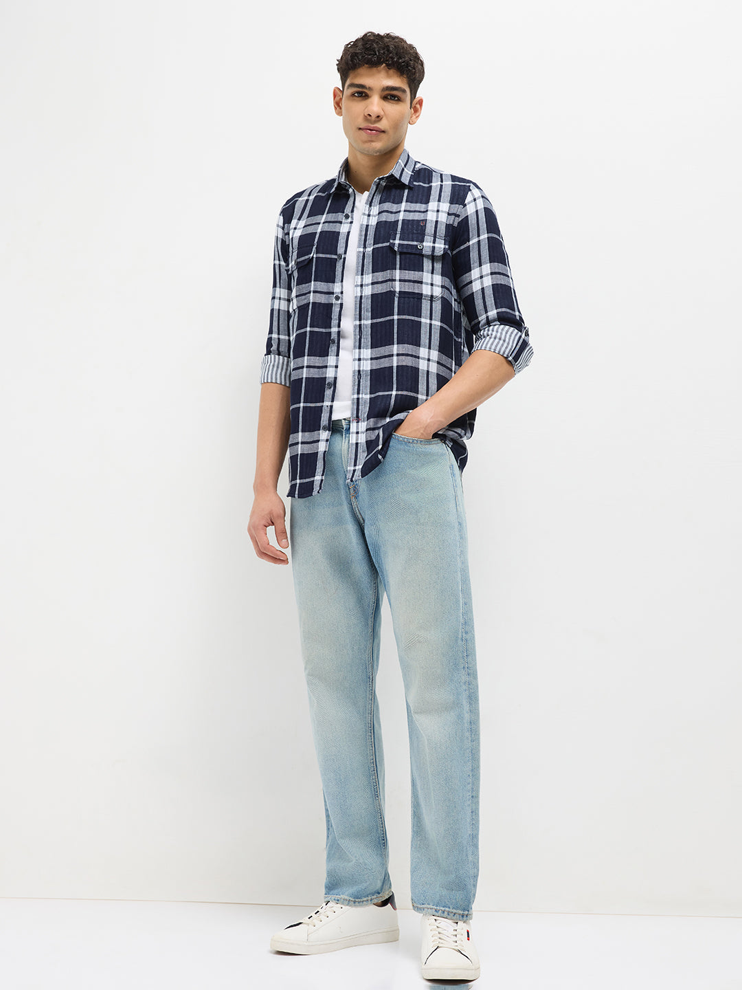 indigo blue shirt