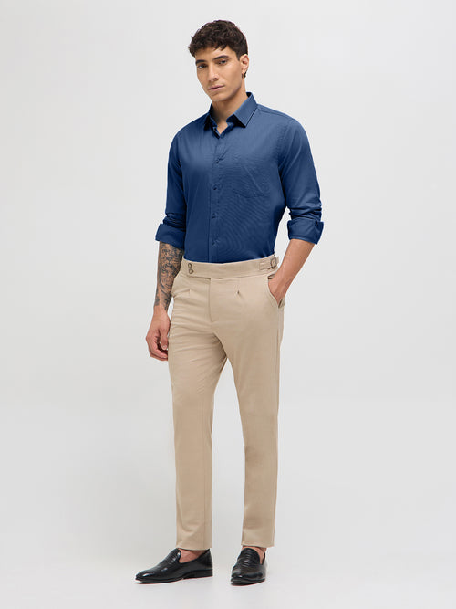 Indigo Blue Solid Formal Shirt