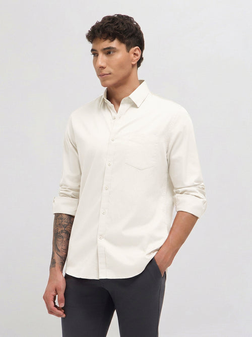 Ivory Solid Casual Shirt