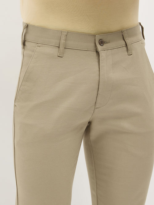 Khaki Solid Casual Trousers